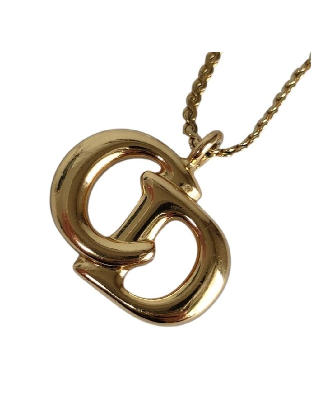 Dior Vintage CD Logo Chain Necklace Gold Colored